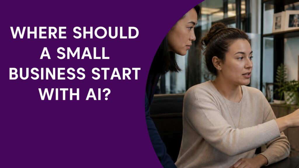 Two women discussing AI for business.